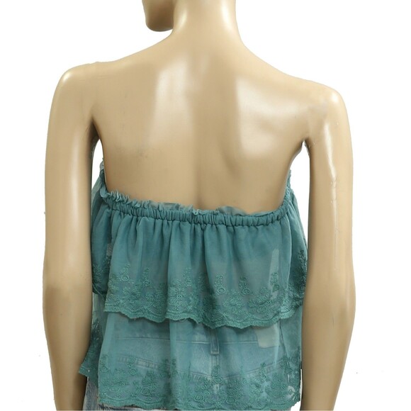 Free People Love You So Lace Tube Top Sheer Embroidered Tiered Ruffle M 283728 - Picture 7 of 8